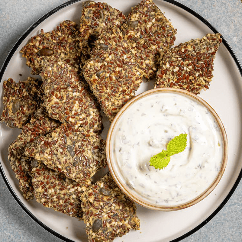 Multi Seeds Crackers with Labneh Dips