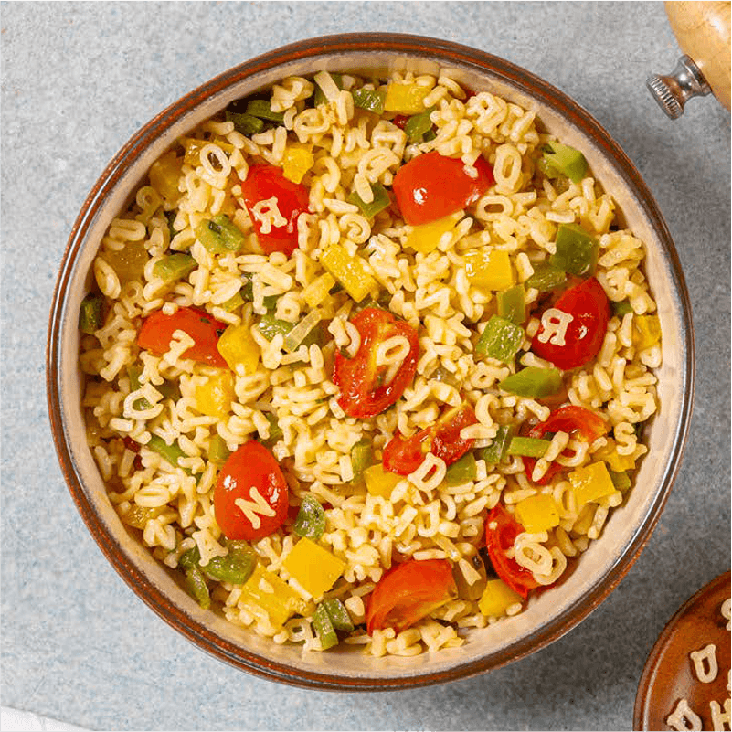 Alphabet Pasta with Vegetables